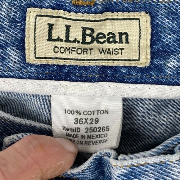 L.L. Bean Mens Jeans 36x29 Relaxed Fit Comfort Waist Blue Denim 100% Cotton - Picture 3 of 13